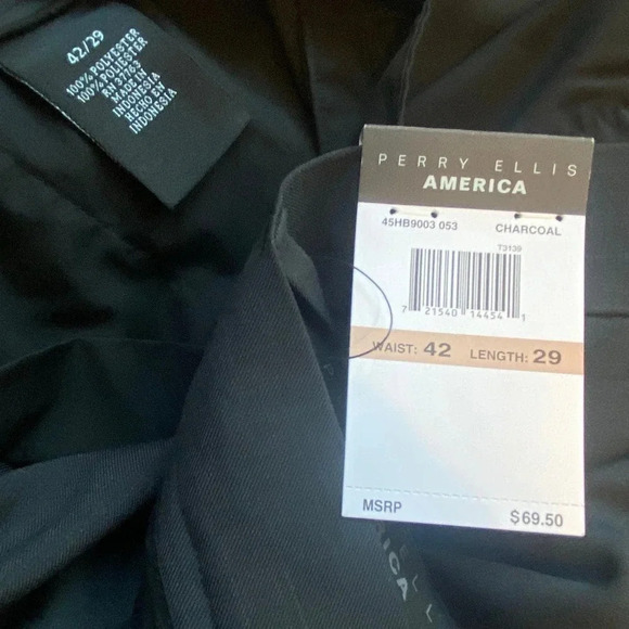 NWT Perry Ellis America Charcoal Dress Pants Men Size W42 L29 - Picture 4 of 4